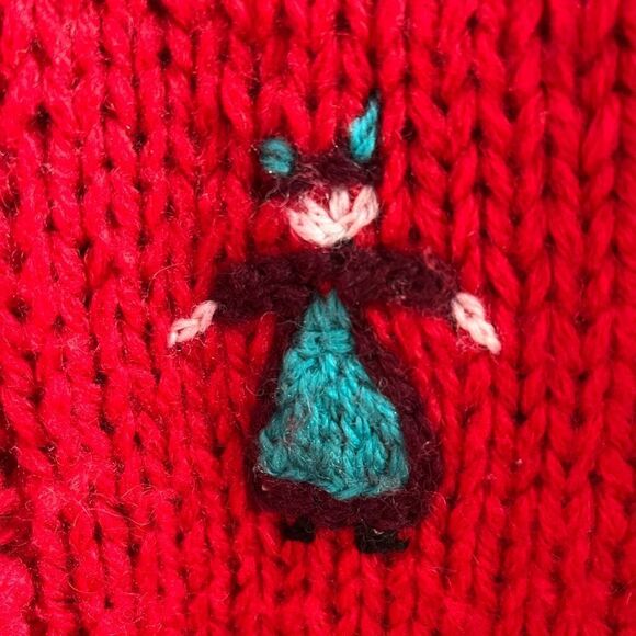 Miss Selfridge Red Cardigan with Embroidered Figures - Picture 3 of 5